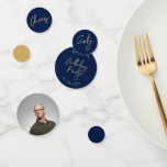 Sixty | Gold & Navy Modern 60th Birthday Party Confetti<br><div class="desc">Add detail to your special day with this stylish 60th birthday photo table confetti. This design features a chic brush script "Sixty",  "Cheers",  "Birthday" in navy blue & gold colour combo. More designs and party supplies are available at my shop BaraBomDesign.</div>