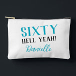 Sixty Hell Yeah! Funny Turquoise 60th Birthday Accessory Pouch<br><div class="desc">Turn sixty in style! This personalised accessory pouch in vibrant turquoise is perfect for holding cosmetics, party supplies, or everyday items. Customisable with her name, it’s a bold, fun, and practical gift. Pairs beautifully with other items in the “Sixty Hell Yeah!” birthday collection—because sixty deserves to be celebrated out loud....</div>