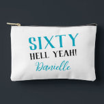 Sixty Hell Yeah! Funny Turquoise 60th Birthday Accessory Pouch<br><div class="desc">Turn sixty in style! This personalised accessory pouch in vibrant turquoise is perfect for holding cosmetics, party supplies, or everyday items. Customisable with her name, it’s a bold, fun, and practical gift. Pairs beautifully with other items in the “Sixty Hell Yeah!” birthday collection—because sixty deserves to be celebrated out loud....</div>
