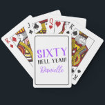 SIXTY HELL YEAH! Personalised 60th Birthday Gift Playing Cards<br><div class="desc">Make their milestone birthday unforgettable with a deck of personalised poker cards that screams celebration. Featuring the iconic "SIXTY HELL YEAH!" in radiant purple,  these cards are playful,  bold,  and totally gift-worthy. A fun way to honour the guest of honour and keep the good vibes rolling!</div>