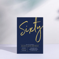 Sixty | Modern Gold & Blue 60th Birthday Party