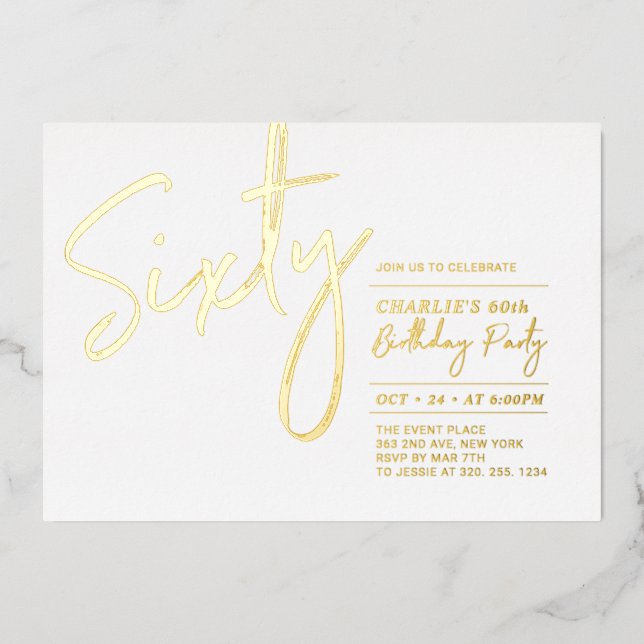 Sixty | Modern Lettering 60th Birthday Party (Front)
