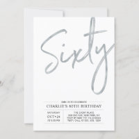 Sixty | Modern Silver Brush 60th Birthday Party
