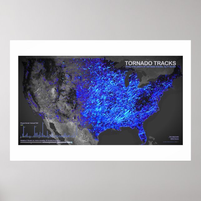 Sixty-One Years of Tornado Tracks Poster (Front)