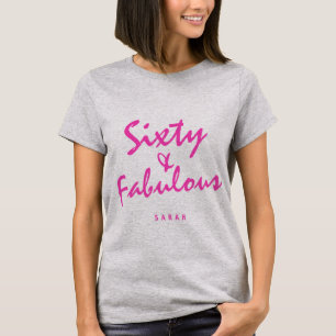 Sixty & Sassy Bright Pink Name 60th Birthday Gift T-Shirt