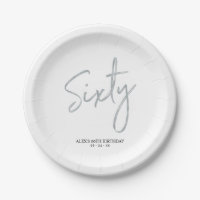 Sixty Silver Modern Lettering 60th birthday Party