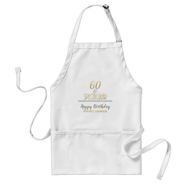 Sixty & Spectacular Gold Silver Diamonds Birthday Standard Apron (Front)