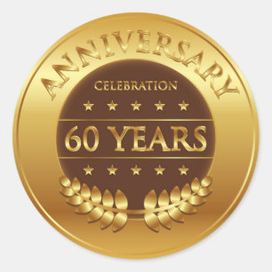 Sixty Years Anniversary Gold Classic Round Sticker
