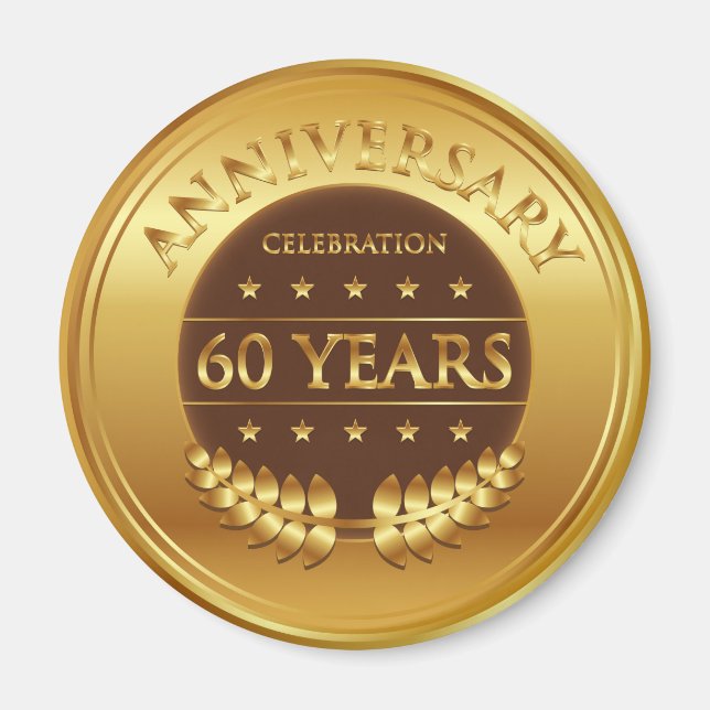 Sixty Years Anniversary Gold Magnet (Front)