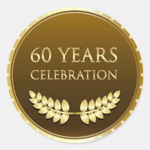 Sixty Years Celebration Gold Classic Round Sticker