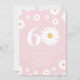 Sixty Years Retro Flower Pattern Birthday Invitation