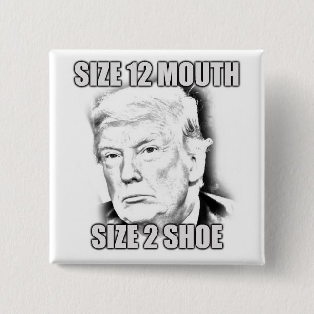 Size 12 Mouth, Size 2 Shoe 15 Cm Square Badge (Front)