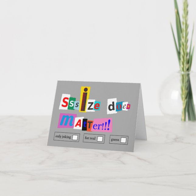 "Size Does Matter " Greetings card (Front)