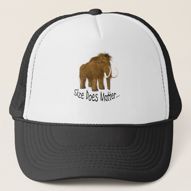 "Size Does Matter" Wooly Mammoth Trucker Hat (Front)