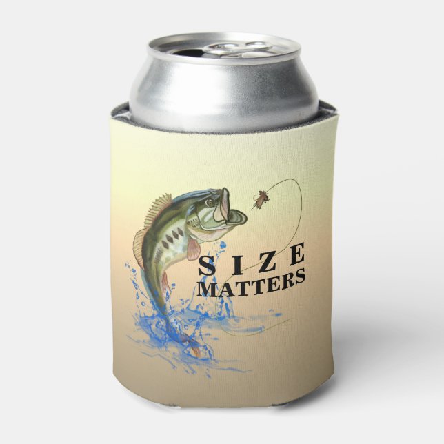 Size Matters Bass Funny Fishing Can Cooler (Can Front)