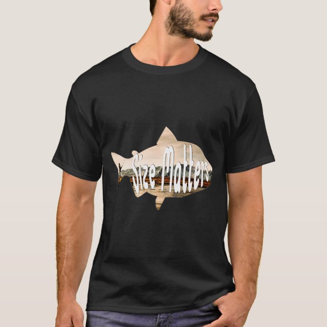Size Matters Fishing Print T-Shirt (Front)