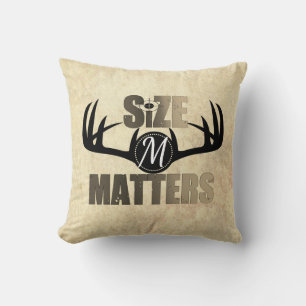 Size Matters Funny Deer Hunting Monogram/Initial Cushion