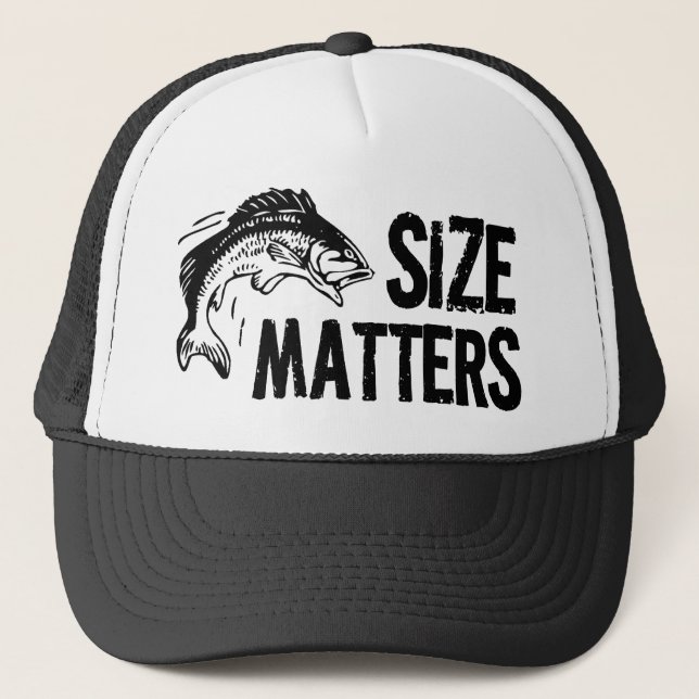 Size Matters! Funny Fishing Design Trucker Hat (Front)