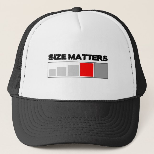 Size Matters - Geocaching Stuff Trucker Hat (Front)
