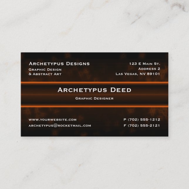 Sizzle Business Card - Orange (Front)