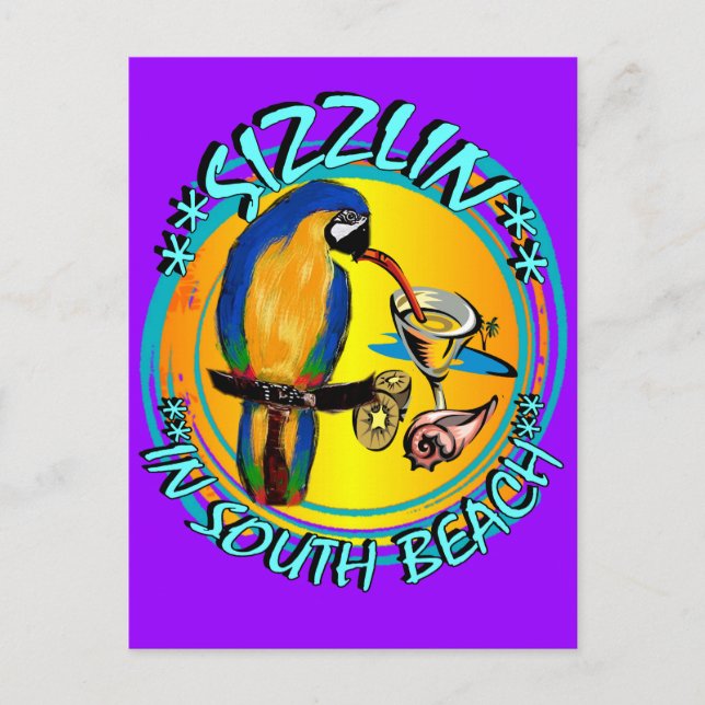 SIZZLIN PARROTS POSTCARD (Front)
