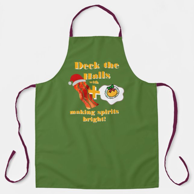 Sizzling Bacon & Eggs, Funny Holidays Christmas Apron (Front)