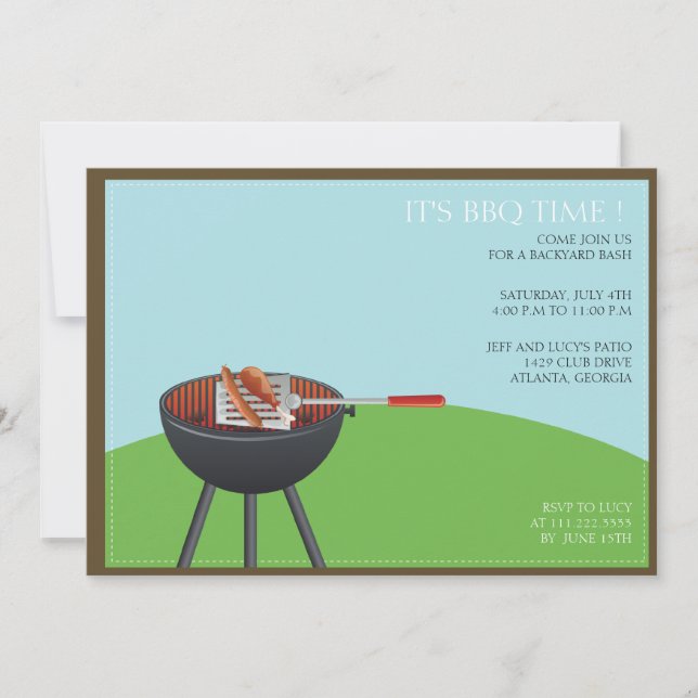 Sizzling bbq - bbq oarty invites (Front)