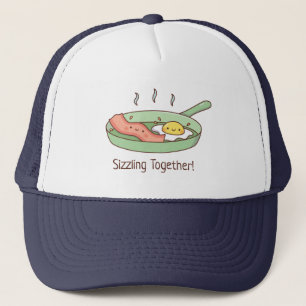 Sizzling Together, Fried Egg and Bacon Pun Trucker Hat