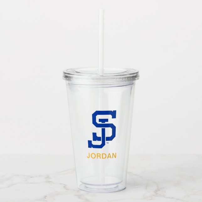 SJ Spartans logo Acrylic Tumbler (Front)