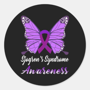Sjogren’s Syndrome Awareness Butterfly Support Pur Classic Round Sticker