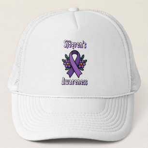Sjögren's Awareness Purple Ribbon with flowers Trucker Hat