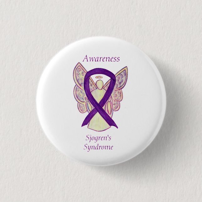 Sjogren's Syndrome Awareness Angel Ribbon Art Pin (Front)