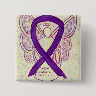 Sjogren's Syndrome Awareness Angel Ribbon Art Pin