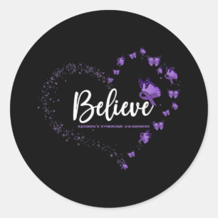 Sjogren's Syndrome Awareness Butterfly Believe  Classic Round Sticker