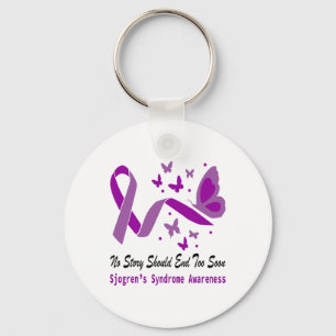 Sjogrens Syndrome Awareness Butterfly Support Purp Key Ring