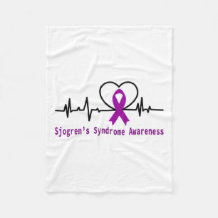 Sjogrens Syndrome Awareness Heartbeat Purple Ribbo Fleece Blanket