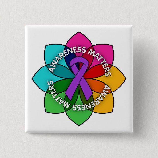 Sjogrens Syndrome Awareness Matters Petals 15 Cm Square Badge (Front)