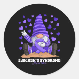 Sjogren's Syndrome Awareness Month Purple Ribbon G Classic Round Sticker