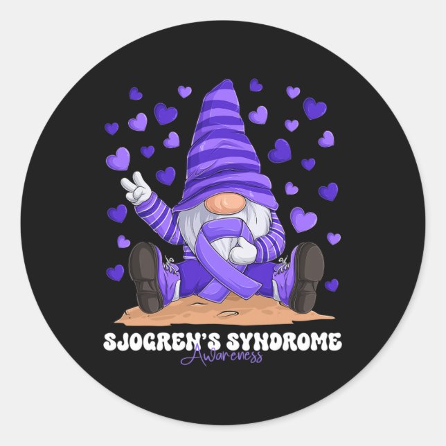 Sjogren's Syndrome Awareness Month Purple Ribbon G Classic Round Sticker (Front)
