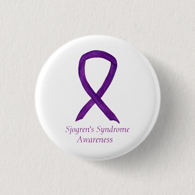 Sjogren's Syndrome Awareness Ribbon Custom Art Pin (Front)