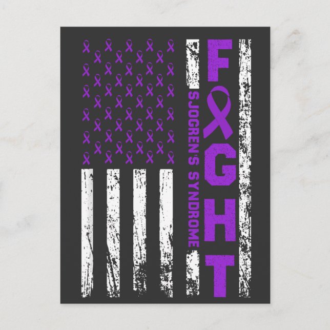 Sjogren's Syndrome Ribbon Fight US Flag Postcard (Front)