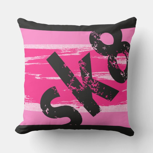Sk8 - Skateboard Word Pillow Pink & Grey (Front)