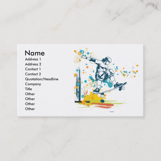 sk8er skateboarder vector business card (Front)