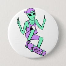 Sk8r Alien Button