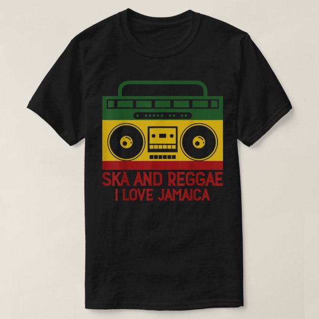 Ska And Reggae I Love Jamaica Music Jamaican 2856 T-Shirt (Design Front)