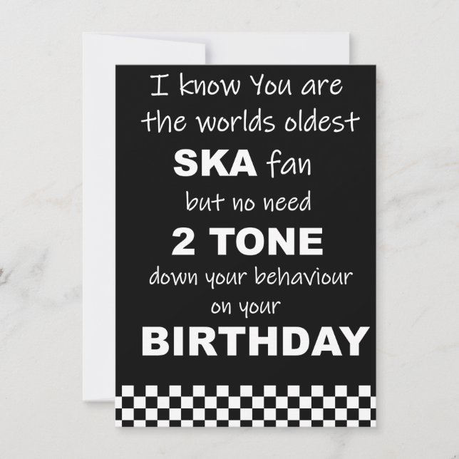 SKA Birthday humour card (Front)