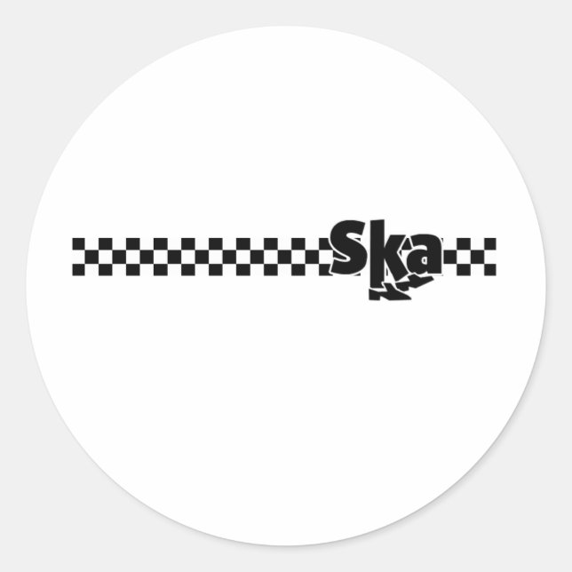 SKA Dancing Feet with Checkers Classic Round Sticker (Front)