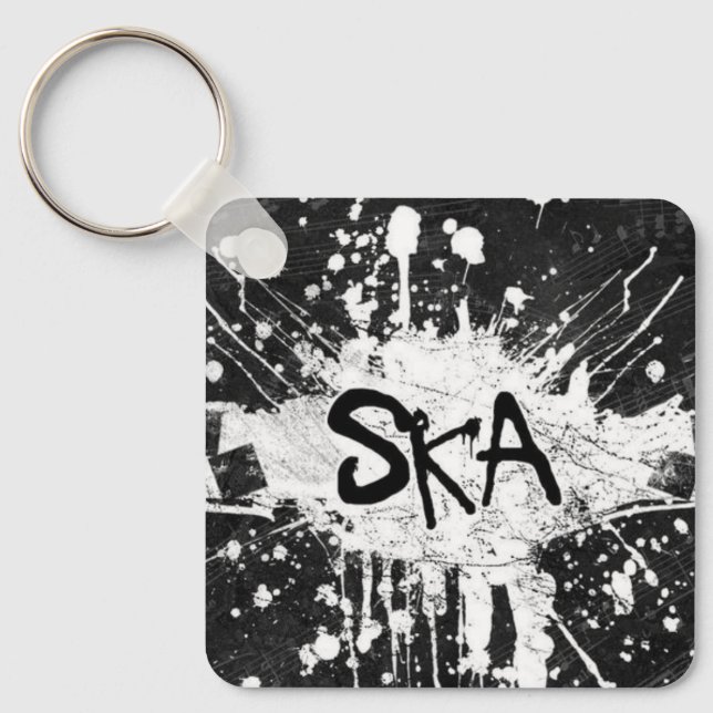Ska music chequered old school punk rock 80's  key ring (Front)