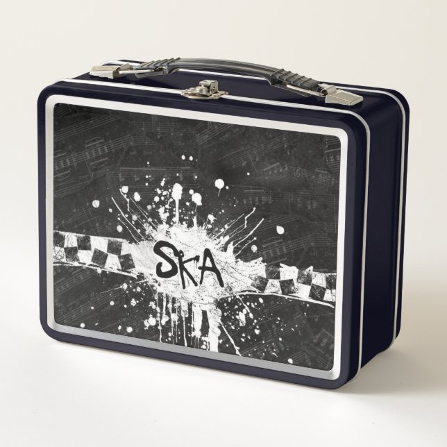 Ska music chequered old school punk rock 80's  metal lunch box (Front)