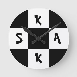 Ska music chequered old school punk rock 80's round clock